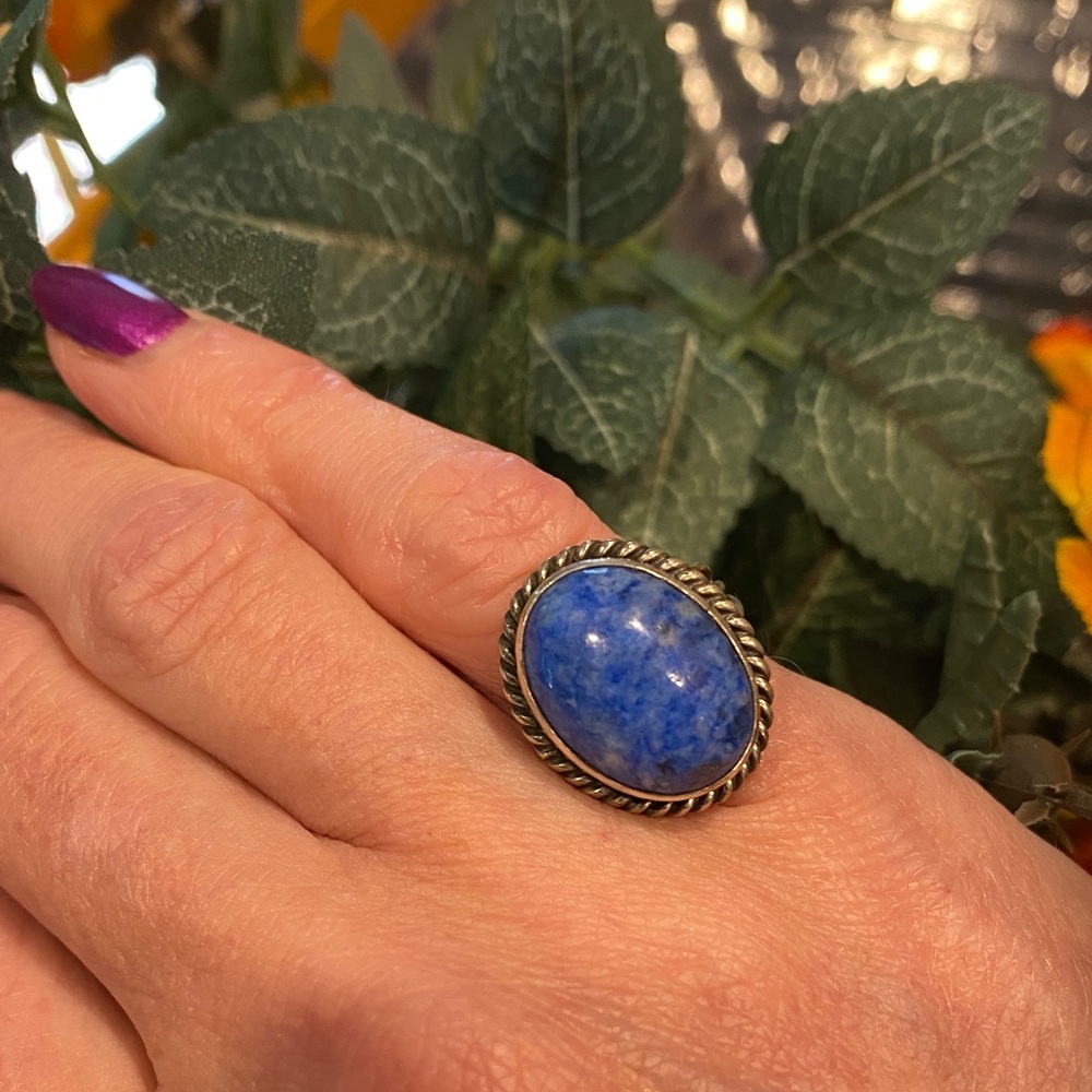 Blue Silver Ring Size Around 4.75 ish Maybe Sterling
